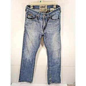Ariat M5 Jeans Mens 32x34 Blue Straight Leg Fit  Western Denim Distressed Work